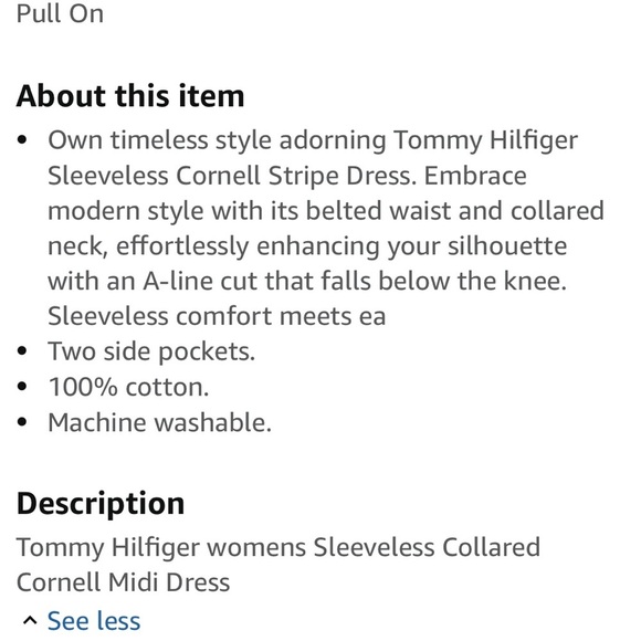 Tommy Hilfiger Blue & White Stripe Sleeveless V-Neck Collar Midi Dress Sz Lg - Picture 15 of 16